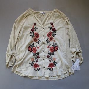 Sonoma Embroidered Flower Blouse